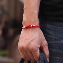diffone Pulseira de fio vermelho da sorte para homens e mulheres, pulseira de corrente com cordão ajustável de aço inoxidável Roja De Proteccion