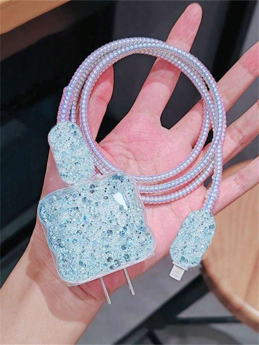 Cute 3D Glitter Epoxy New Charger Cover For IPhone 11 12 13 14 15 18W
