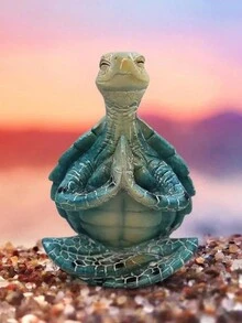 1 件冥想海龟雕像，适用于宁静的花园、瑜伽装饰、创意礼物、派对礼品、家居和房间装饰 - 彩色 - 查看 10