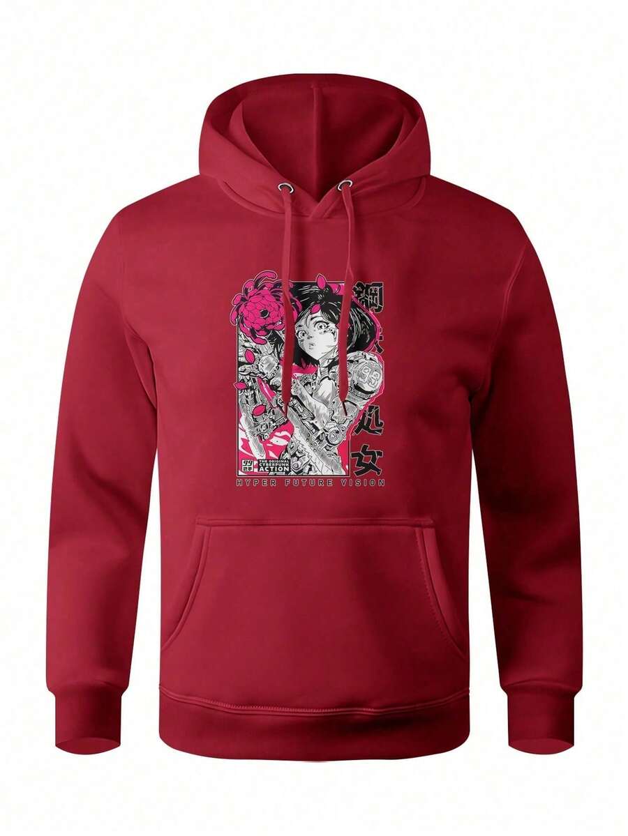 Men Hoodies - 紅色 - 查看 1