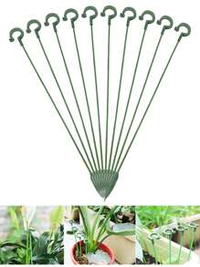 10 件装植物支撑杆、植物盆栽花卉保护器、单茎植物支撑、可重复使用的保护固定工具园艺用品、花园植物支撑桩，适用于室内外植物、花卉、西红柿、园艺工具、园艺工具 - 綠色 - 查看 1