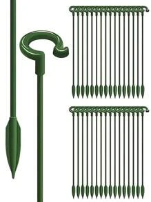 10 件装植物支撑杆、植物盆栽花卉保护器、单茎植物支撑、可重复使用的保护固定工具园艺用品、花园植物支撑桩，适用于室内外植物、花卉、西红柿、园艺工具、园艺工具 - 綠色 - 查看 9