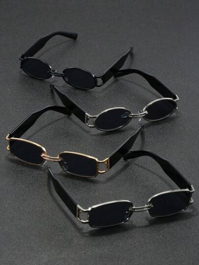 1 件/4 件男士时髦窄方形和椭圆形太阳镜，朋克风格，适合户外活动、旅游、节日等。复古太阳镜太阳镜海滩配饰太阳镜太阳镜遮阳镜适合夏季海滩度假、户外、旅行