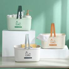 New Bathroom Storage Basket, Portable Bath Shower Caddy, Multifunctional Drain Water Basket For Household Use - Orange - View 2