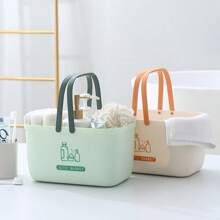 New Bathroom Storage Basket, Portable Bath Shower Caddy, Multifunctional Drain Water Basket For Household Use - Orange - View 5