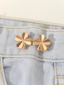 1 Miếng Của phụ nữ Đúng mốt Kim loại Cỏ ba lá Hình dạng Dây thắt lưng Khóa , Có thể tháo rời & Có thể điều chỉnh Đến Phù hợp , Chống sáng Và Thích hợp Đối với Thông thường hàng ngày , Tuyệt vời Qủa tặng Đối với Bạn - Vàng - Xem 4