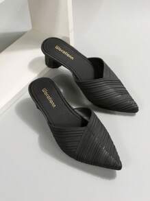 Dép mũi nhọn mới về dành cho nữ, Dép bệt thông thường mùa hè, Phiên bản giày cao gót có sẵn - màu đen - Xem 2