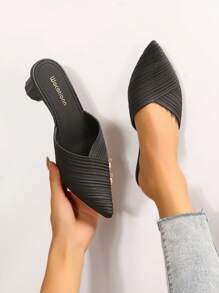 Dép mũi nhọn mới về dành cho nữ, Dép bệt thông thường mùa hè, Phiên bản giày cao gót có sẵn - màu đen - Xem 6