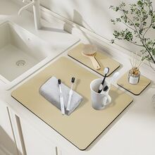 3pcs/Set Solid Color Silicone Diatomite Splash-Proof Pad For Home Kitchen, Coffee Machine, With Velvet & Rubber Material, Large Pad+Single Cup Pad+Double Cup Pad, 40*50cm+14*14cm+14*30cm - Khaki - View 13