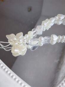 White-Line Butterfly & Heart Shaped Mobile Phone Case Lanyard For Fashionable Women, Diy Camera Chain Gifts For Mother, Family, Friends, Birthday, Holiday Phone Charm, Phone Chain - 白色 - 查看 2