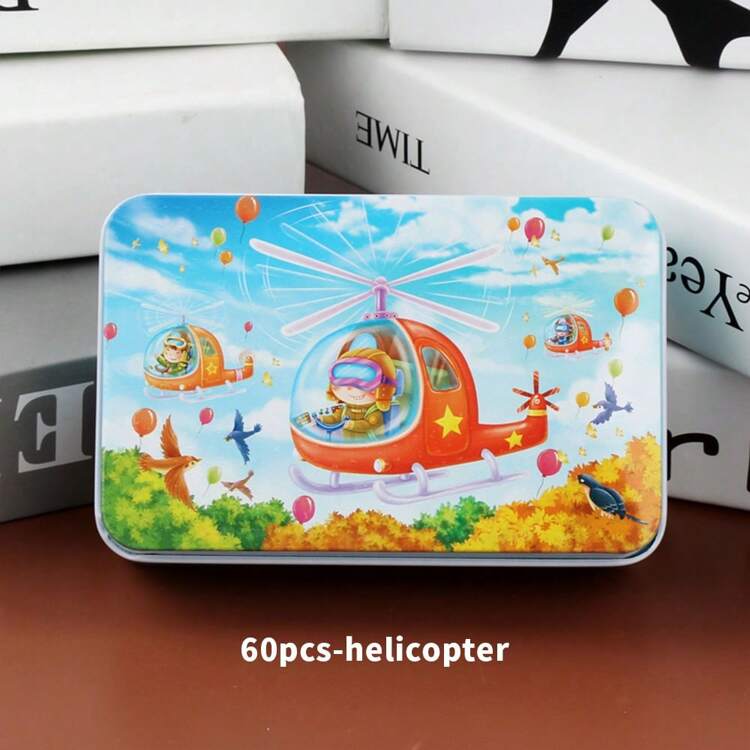 圣诞装饰 1 盒/60 片小号拼图金属盒拼图板儿童智力开发木制拼图、益智早教玩具、主题拼图木制玩具、幼儿园男孩女孩礼物 - 60片木製拼圖鐵盒裝 - 查看 17