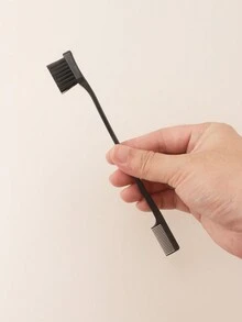 3pcs Black Combination Eyebrow Brush & Comb Set, Including Tailpoint Comb, Teasing Brush And Dual-Ended Brush For Makeup And Beauty - Black - View 7