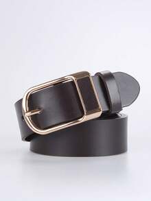 Joopzqm 男士PU皮革休闲中年牛仔皮带，针扣式 - 咖啡棕 - 查看 2