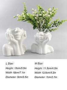 1個人形白色陶瓷花瓶，北歐風格創意手工藝術品，適用於豪華家居裝飾。 - 白色 - 查看 2