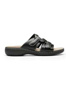 Women's Slides Sandals Slip On Adjustable Straps Comfort Soft Cushion Slippers Flat Sandals - 黑色 - 查看 9