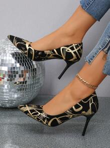 2023 New Arrival Pointed-Toe Leather High Heels, Thin Heel, Comfortable, Plus Size, Versatile, Suitable For Work And Commuting, Gold, Sexy, Low Vamp