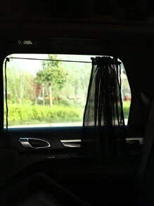 1pc Car Window Curtain Sunshade, Summer Mesh Suction Cup Side Window Sunshade For Baby Car Seat - Black - View 4