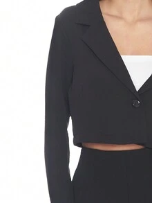 CONJUNTO SACO Y SHORT CASUAL - Negro - Ver 3