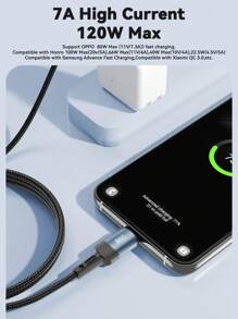 120W Max Fast120W 充电 Type C 线缆 7A USB A 至 USB C 快速充电线兼容 16/15/15Plus/15 Pro/15 Pro Max、Honor Realme Oneplus OPPO USB Type C 充电线数据线 Advance 快速充电 Forng S24 23 Ultra S22 S21 快速充电 - 藍色 - 查看 4