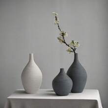 Moderner & minimalistischer japanischer weißer Porzellan Blumenvase mit Spiraldesign für Zuhause, Büro & Hochzeitsdekoration, Geschenke, Geburtstag, Abschluss, Heimdekoration, Raumdekoration, Glasvase - Weiss - Übersicht 1