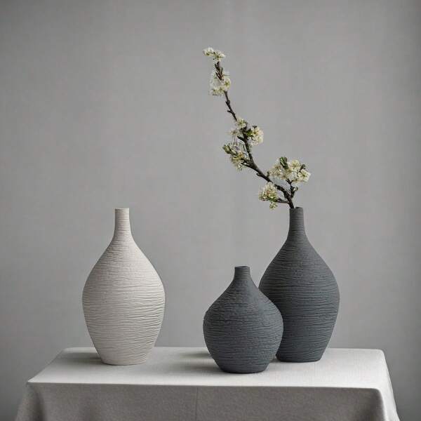 Modern & Minimalist Style Japanese White Porcelain Flower Vase With Spiral Design For Home, Office & Wedding Decor Gifts Birthday Graduation Home Decor Room Decor Glass Vase