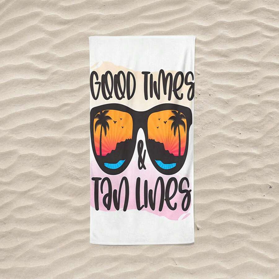 1pc Cartoon Style Sunglasses & Evening Sun Beach Towel Outdoor Unisex Accessory - Multicolor - View 1