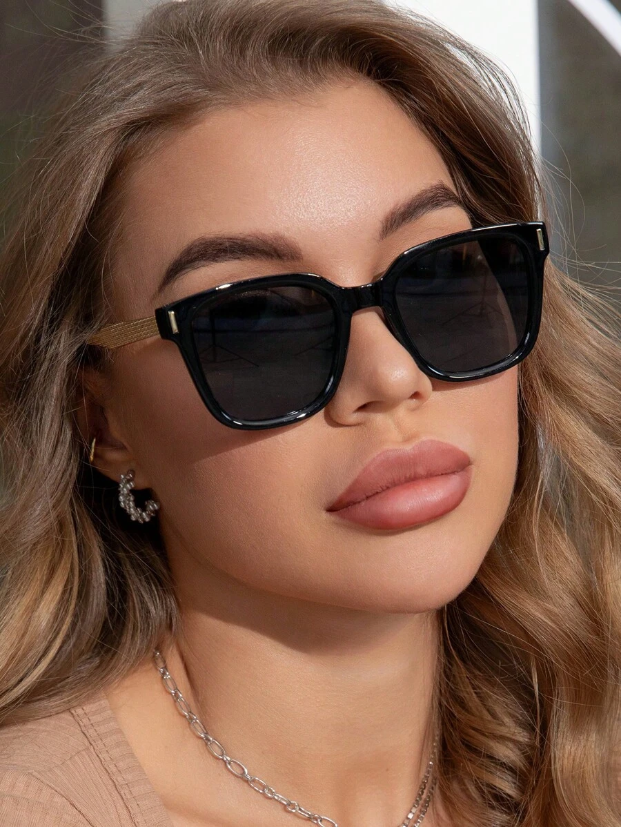 Vintage Square Frame & Thick Frame Plastic Sunglasses, Classic Design For Outdoor, Travel, Beach, Vacation, Uv Protection Elegant Sunglasses Beach Sun Glasses Christmas Basics And Suit For Sweater Jeans Sweatpants Hoodie Jackets Dress And Long Sleeve Shirt Fashionable Shade Elegant Outfit Family Outings Travel Vacation Holiday For Summer Beach Vacation,Outdoor,Travel - Multicolor - View 1
