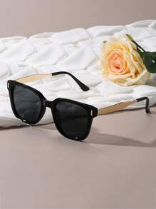 Vintage Square Frame & Thick Frame Plastic Sunglasses, Classic Design For Outdoor, Travel, Beach, Vacation, Uv Protection Elegant Sunglasses Beach Sun Glasses Christmas Basics And Suit For Sweater Jeans Sweatpants Hoodie Jackets Dress And Long Sleeve Shirt Fashionable Shade Elegant Outfit Family Outings Travel Vacation Holiday For Summer Beach Vacation,Outdoor,Travel - Multicolor - View 4