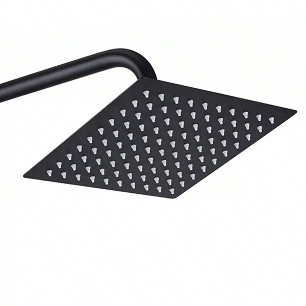 Ducha Chuveiro Inox Quadrado 20x20 Preto Fosco Parede Banheiro Area Externa Piscina Suporte Redondo