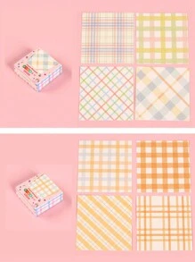 200pcs Grid & Stripe Memo Pad, Ins Style Non-Sticky Collage Material Paper, Random Delivery Back To School - Multicolor - View 7