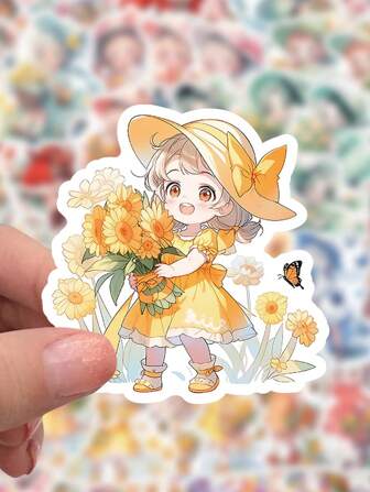 60入組卡通花仙子貼紙,適用於裝飾手機殼,行李箱等物品。