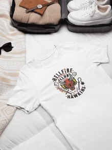 PLAYERA MANGA CORTA DE HELLFIRE CLUB HAWKINS - Blanco - Ver 1