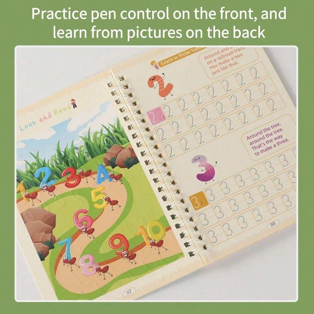 4 Copybook+ 1 Pen Case + 6 Refills + 1 Holder English Groove Magic ...