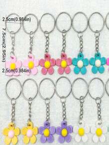 16pcs Fashionable Multi-Color Flower & Cute Cloud Keychain Set, Bag Accessories Car Accessories Bag Charm Backpack For School Goth Y2k Christmas Gift Ideas Bag Accessories Lanyards With Id Holder Car Accessories Bag Charms Car Accessories Teacher Friend Sister - Multicolor - View 6