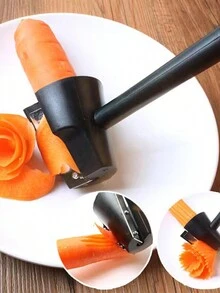 1pc Multifunctional Spiral Flower & Ribbon Maker For Kitchen Creative Food Decoration, Vegetable Slicer - Black - View 1