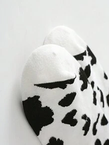 5雙女士素色奶牛刺繡休閒短襪適用於日常 - 彩色 - 查看 7