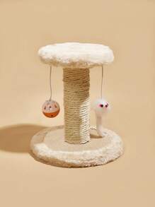 1个宠物毛绒猫抓柱，适合猫咪，缓解无聊，磨爪，自娱自乐（随机颜色铃铛球）