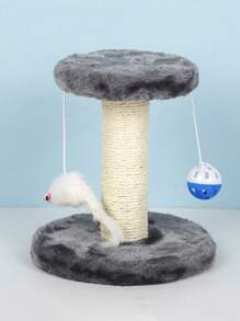 1个宠物毛绒猫抓柱，适合猫咪，缓解无聊，磨爪，自娱自乐（随机颜色铃铛球）