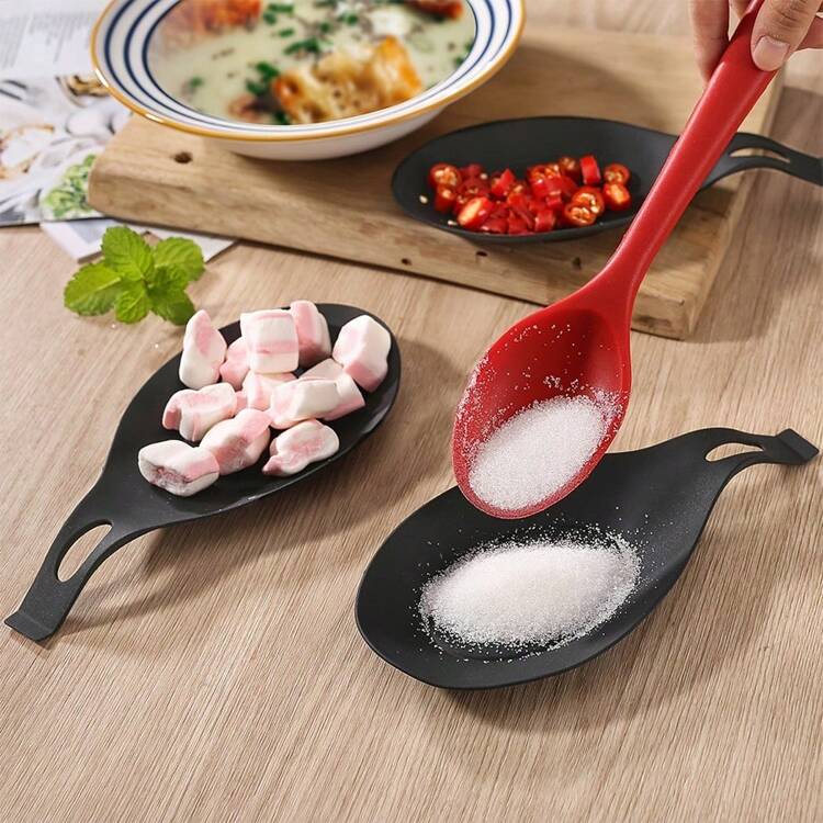 1 pieza de gran soporte de cuchara de silicona, soporte para cuchara de sopa resistente a alta temperatura, soporte para utensilios de cocina para la parte superior de la estufa, soporte resistente al calor para utensilios de cocina para la encimera de la cocina - Multicolor - Añade 8