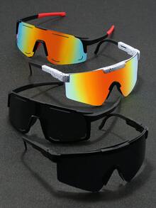 1pc Men's Wraparound Outdoor Fashionable Cool & Stylish Sport Sports Glasses, Great For Daily Wear And Music Festivals - Punk Style - Multicolor - View 8