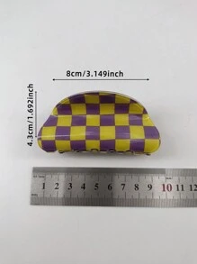 1 件女士 8 厘米亚克力玳瑁方形网格发夹，袋装包装，适合日常佩戴休闲发夹发夹发夹发夹发夹秋冬发饰女士度假装女士 - 彩色 - 查看 7