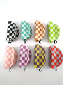 1 件女士 8 厘米亚克力玳瑁方形网格发夹，袋装包装，适合日常佩戴休闲发夹发夹发夹发夹发夹秋冬发饰女士度假装女士 - 彩色 - 查看 1