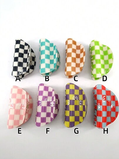 1 件女士 8 厘米亚克力玳瑁方形网格发夹，袋装包装，适合日常佩戴休闲发夹发夹发夹发夹发夹秋冬发饰女士度假装女士