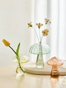 Joivida 1個創意蘑菇設計水培玻璃花瓶,桌面裝飾花藝裝飾品,香薰瓶 - 無色 - 查看 9