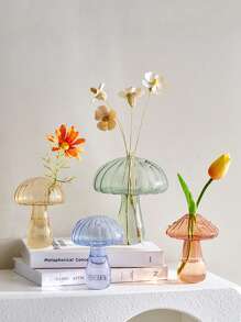 Joivida 1個創意蘑菇設計水培玻璃花瓶,桌面裝飾花藝裝飾品,香薰瓶 - 無色 - 查看 7