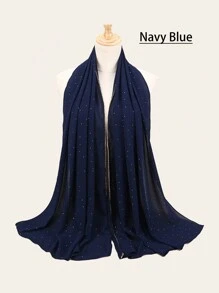 優雅1入組女士假珍珠和鑽石細節鏈條圍巾，春夏秋時尚百搭頭巾，適用於休閒、防曬或披肩 - 彩色 - 查看 19