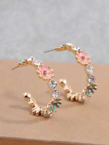 1 对甜美花朵形状优雅女士耳钉情人节、妈妈、母亲、母亲节、礼物 - 彩色 - 查看 10