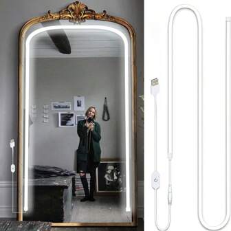 1pc 5V NeonLED Vanity Lights For Mirror, Modern Style Makeup Light, Bright White Dimmable Waterproof Flexible Strip Lights For Bathroom, Makeup Table, Dressing Room(Mirror Not Included)