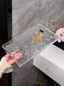 1个透明首饰托盘，多功能化妆品收纳架，化妆品整理托盘，浴室收纳盒，现代桌面收纳盒，梳妆台和桌面整理架，家居装饰，房间装饰，浴室配件，适用于浴室、卧室、客厅，返校必备，房间装饰 - 無色 - 查看 4
