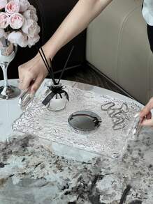 1个透明首饰托盘，多功能化妆品收纳架，化妆品整理托盘，浴室收纳盒，现代桌面收纳盒，梳妆台和桌面整理架，家居装饰，房间装饰，浴室配件，适用于浴室、卧室、客厅，返校必备，房间装饰 - 無色 - 查看 5